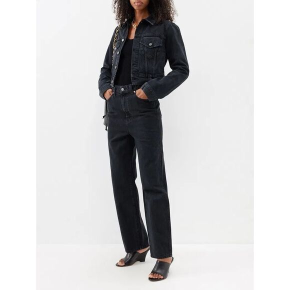 KHAITE Martin Straight Leg 90’s Black Gray Slouchy Relaxed High Rise Size 26 - Picture 1 of 8